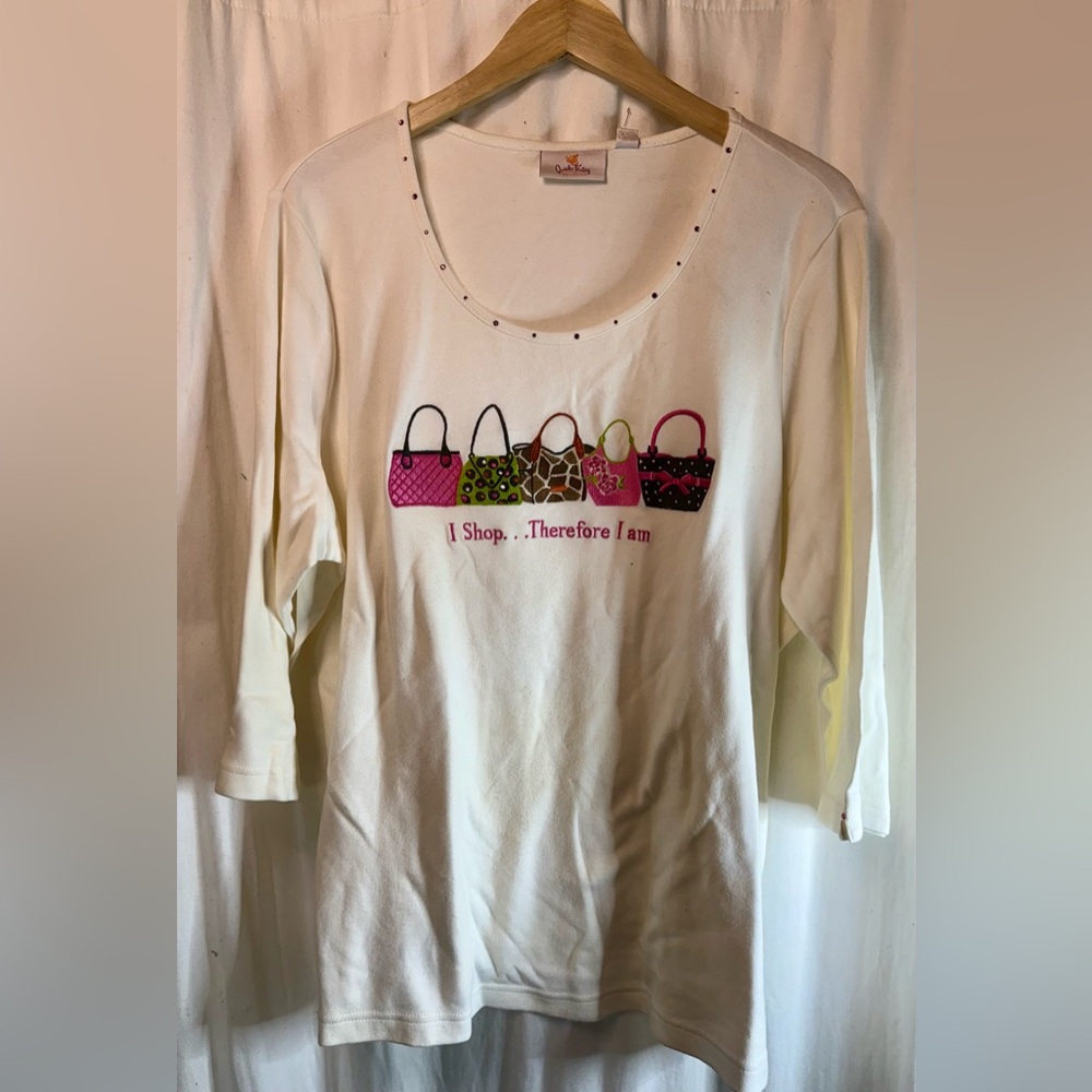 Quacker Factory ‘I Shop Therefore I Am’ Embellished Tee